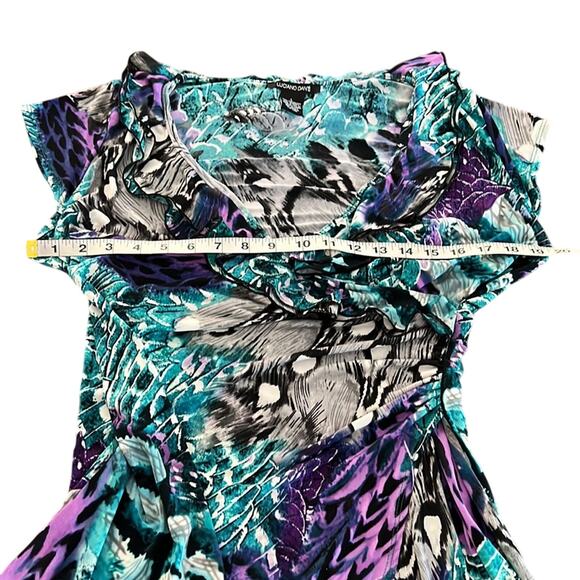 Luciano Dante Colorful Slinky Knit Surplice Top Blouse Woman Size Large Stretch - Picture 8 of 9